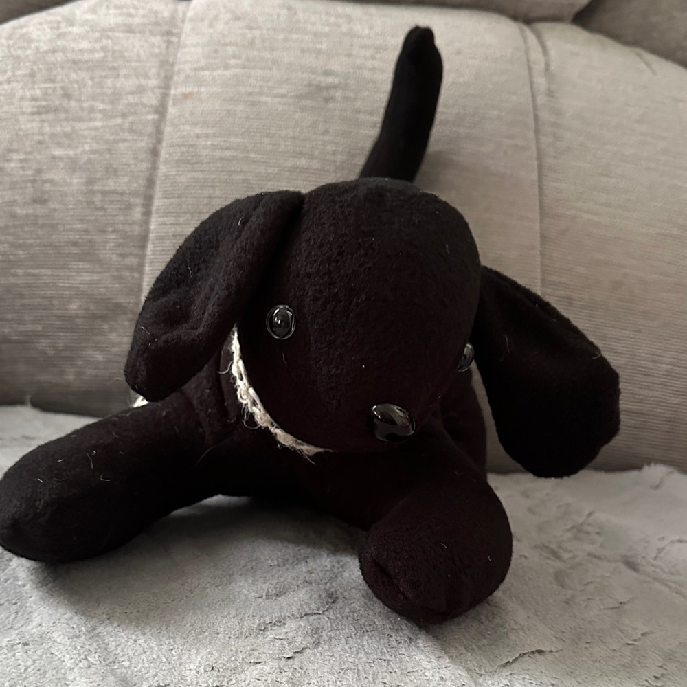 Adorable Handmade Black Stuffed Dog Toy